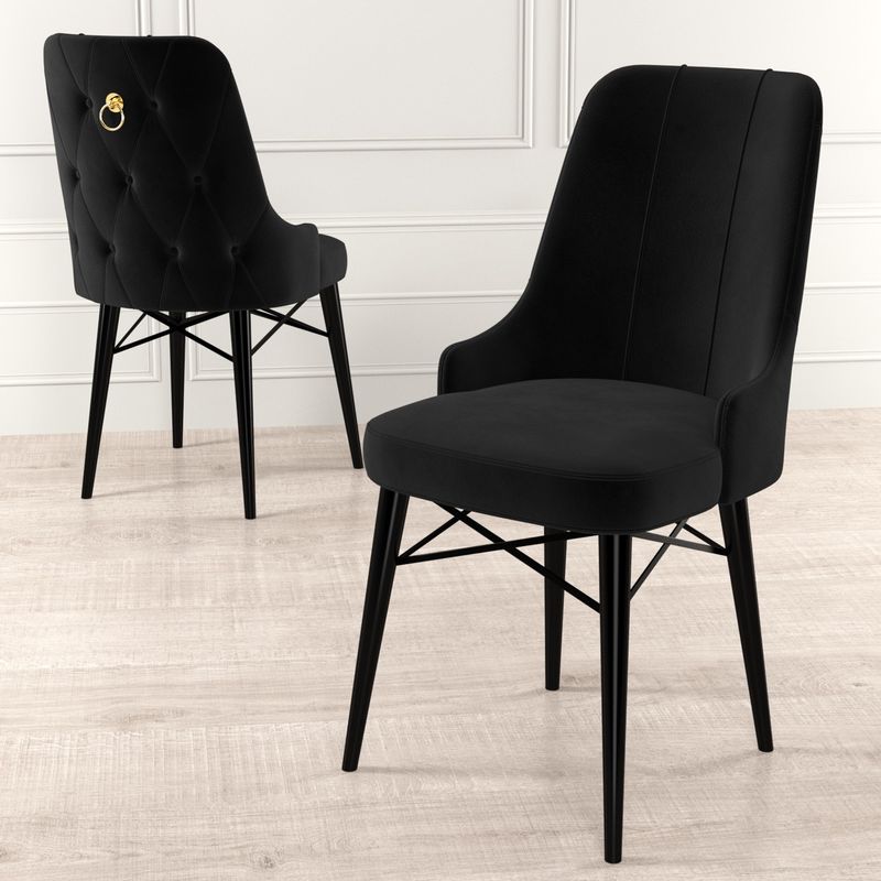Casa si Gradina - Mobilier - Scaune si fotolii - Scaune - Set scaune, Hanah Home, metal, babyface, negru, 46x46x94 cm, 4 piese - Infinity.ro