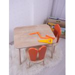 Casa si Gradina - Mobilier - Seturi de mobilier - Seturi mese si scaune - Set masa si scaune copii, Hanah Home, mdf si lemn de fag, portocaliu si maro, masa 50x45x60 cm, scaun 30x25x30 cm - Infinity.ro