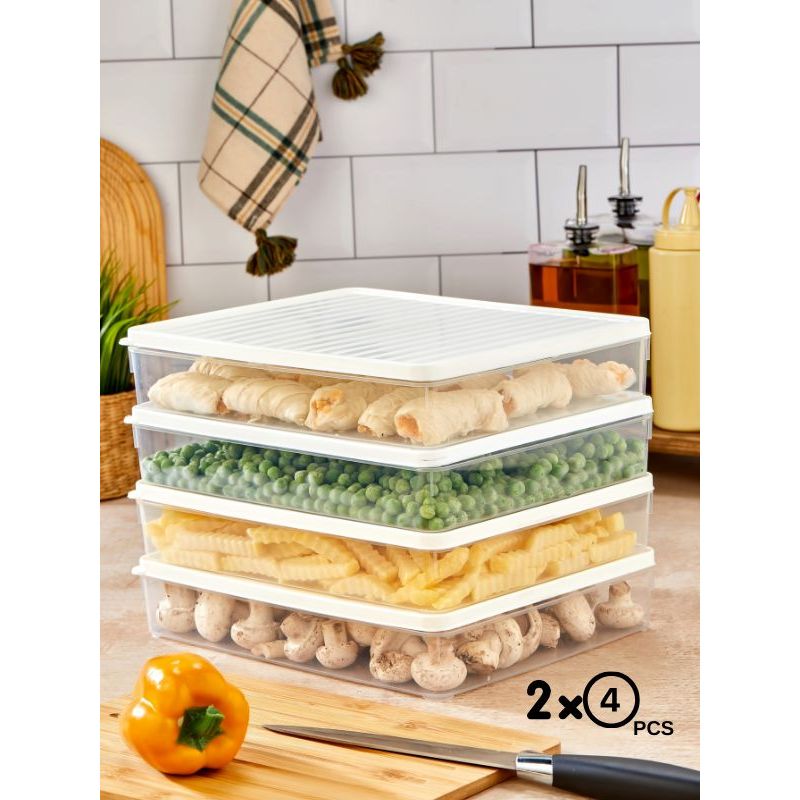 Casa si Gradina - Bucatarie si vesela - Organizare si depozitare bucatarie - Cutii alimentare - Set cutii depozitare, Hermia, plastic, alb, 27,5x5x22,5 cm, 8 piese - Infinity.ro