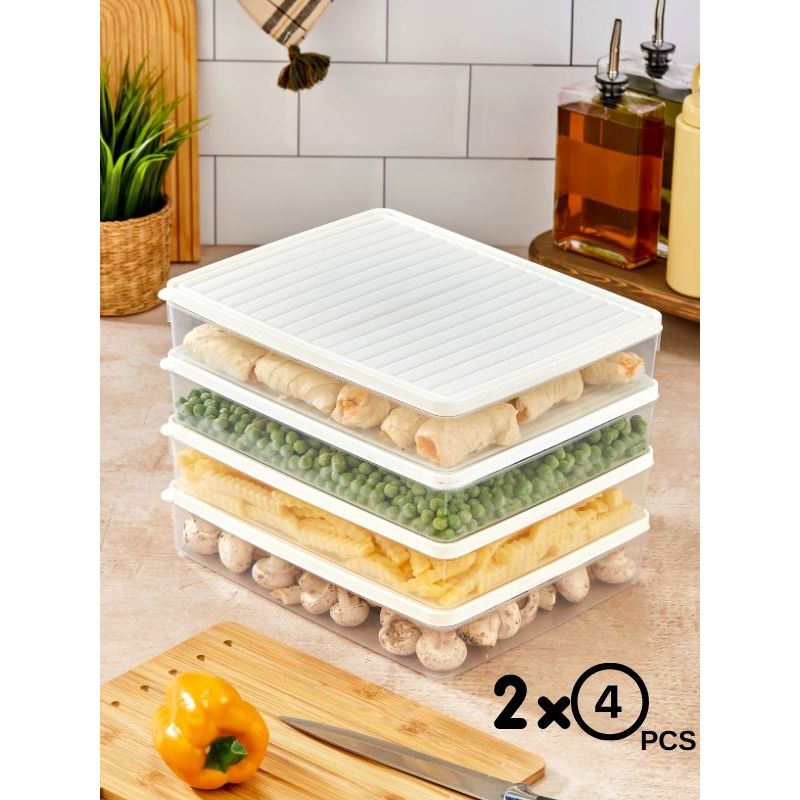 Casa si Gradina - Bucatarie si vesela - Organizare si depozitare bucatarie - Cutii alimentare - Set cutii depozitare, Hermia, plastic, alb, 27,5x5x22,5 cm, 8 piese - Infinity.ro
