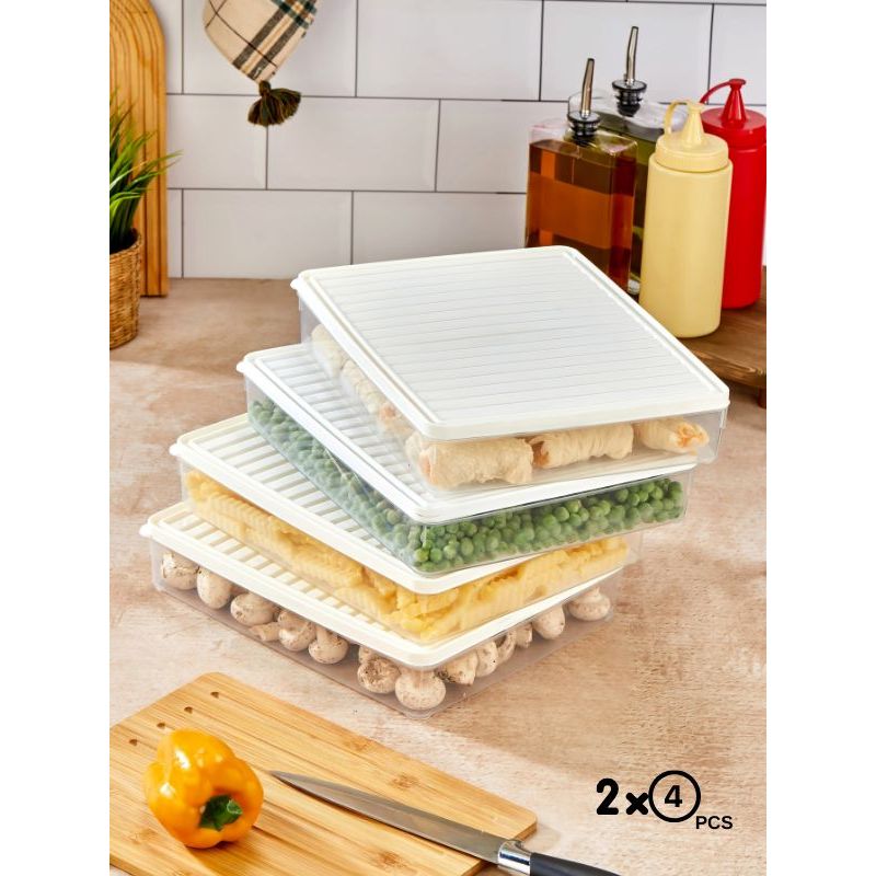Casa si Gradina - Bucatarie si vesela - Organizare si depozitare bucatarie - Cutii alimentare - Set cutii depozitare, Hermia, plastic, alb, 27,5x5x22,5 cm, 8 piese - Infinity.ro
