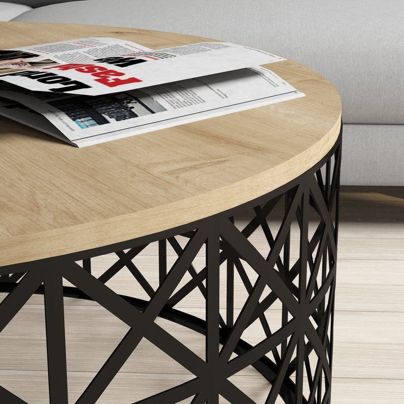 Casa si Gradina - Mobilier - Mese si birouri - Masute de cafea - Masuta de cafea, Hanah Home, pal melaminat, stejar si negru, 90x90x38 cm, 845HCT5229 - Infinity.ro