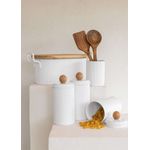 Casa si Gradina - Bucatarie si vesela - Organizare si depozitare bucatarie - Cutii alimentare - Set cutii depozitare, Hermia, metal galvanizat, alb, 10x10x22 cm, 3 piese - Infinity.ro