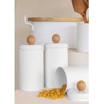 Casa si Gradina - Bucatarie si vesela - Organizare si depozitare bucatarie - Cutii alimentare - Set cutii depozitare, Hermia, metal galvanizat, alb, 10x10x22 cm, 3 piese - Infinity.ro