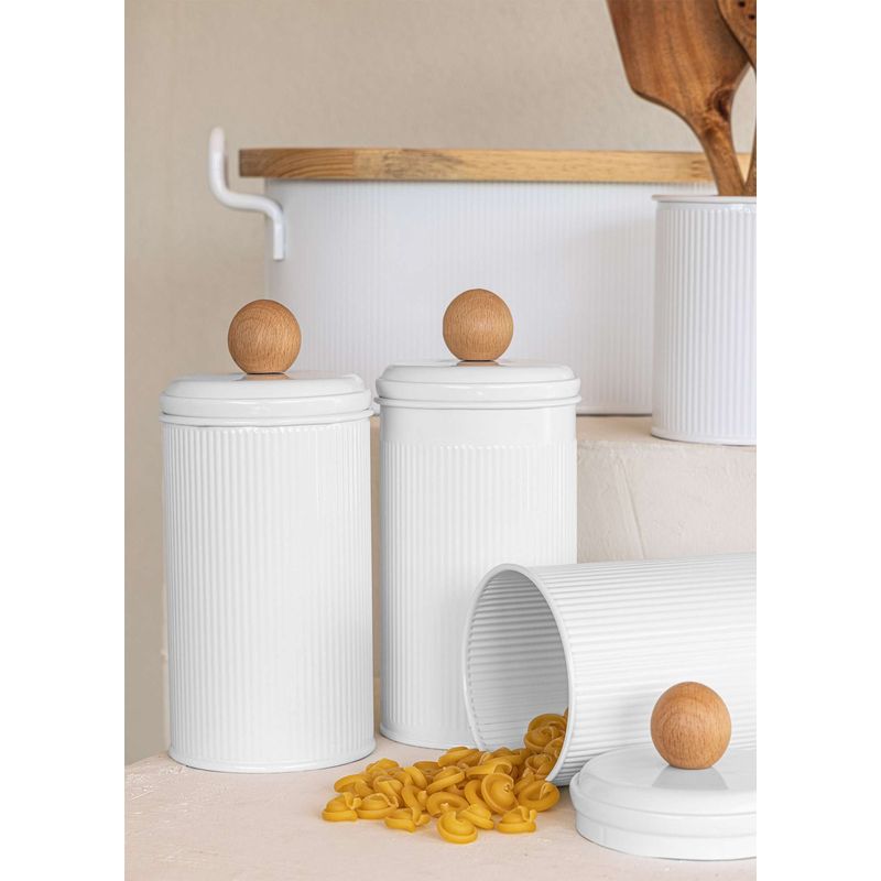 Casa si Gradina - Bucatarie si vesela - Organizare si depozitare bucatarie - Cutii alimentare - Set cutii depozitare, Hermia, metal galvanizat, alb, 10x10x22 cm, 3 piese - Infinity.ro