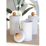 Casa si Gradina - Bucatarie si vesela - Organizare si depozitare bucatarie - Cutii alimentare - Set cutii depozitare, Hermia, metal galvanizat, alb, 10x10x22 cm, 3 piese - Infinity.ro