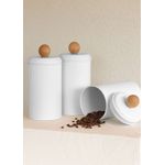 Casa si Gradina - Bucatarie si vesela - Organizare si depozitare bucatarie - Cutii alimentare - Set cutii depozitare, Hermia, metal galvanizat, alb, 10x10x22 cm, 3 piese - Infinity.ro