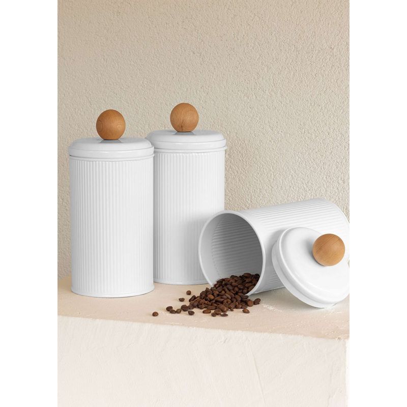 Casa si Gradina - Bucatarie si vesela - Organizare si depozitare bucatarie - Cutii alimentare - Set cutii depozitare, Hermia, metal galvanizat, alb, 10x10x22 cm, 3 piese - Infinity.ro