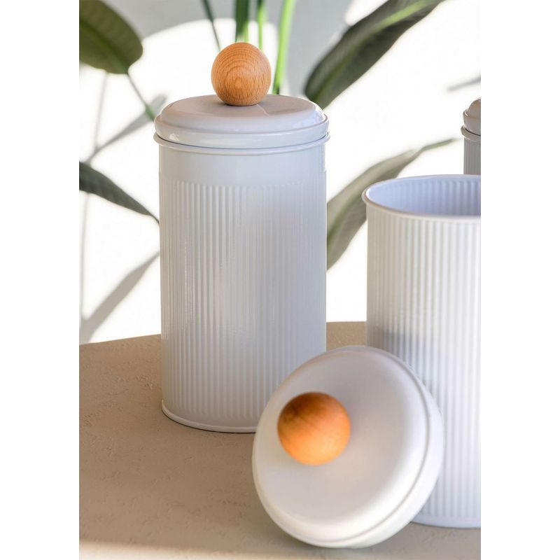 Casa si Gradina - Bucatarie si vesela - Organizare si depozitare bucatarie - Cutii alimentare - Set cutii depozitare, Hermia, metal galvanizat, alb, 10x10x22 cm, 3 piese - Infinity.ro