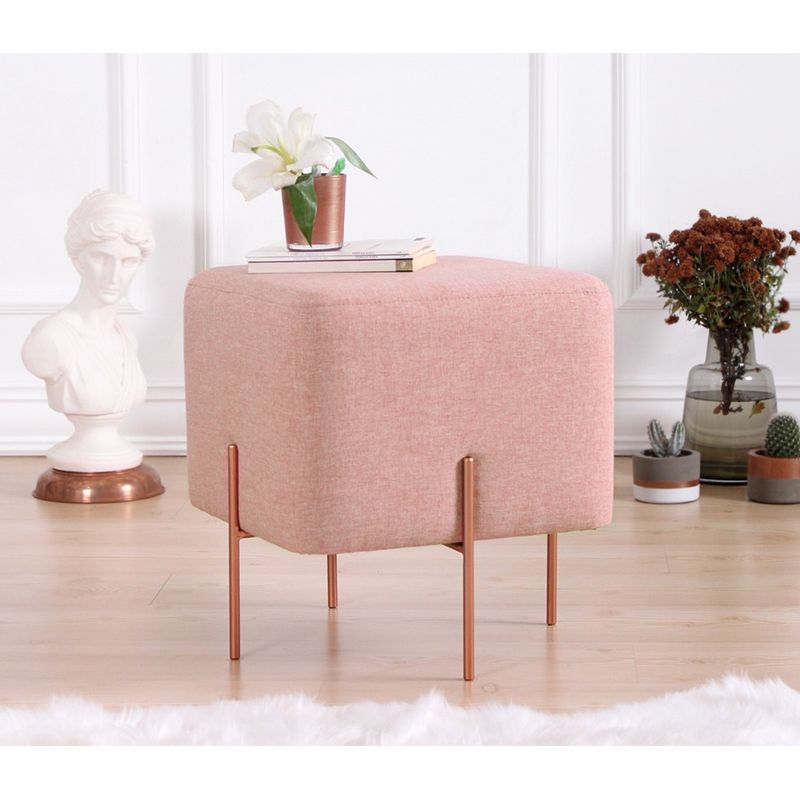 Casa si Gradina - Mobilier - Scaune si fotolii - Tabureti - Taburet, Atelier Del Sofa, bumbac si in, roz, 40x40x42 cm - Infinity.ro