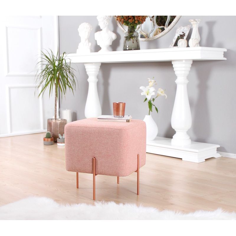 Casa si Gradina - Mobilier - Scaune si fotolii - Tabureti - Taburet, Atelier Del Sofa, bumbac si in, roz, 40x40x42 cm - Infinity.ro