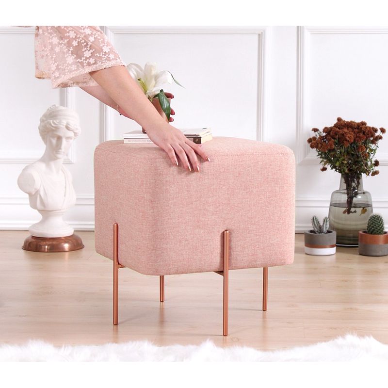 Casa si Gradina - Mobilier - Scaune si fotolii - Tabureti - Taburet, Atelier Del Sofa, bumbac si in, roz, 40x40x42 cm - Infinity.ro