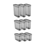 Casa si Gradina - Bucatarie si vesela - Organizare si depozitare bucatarie - Cutii alimentare - Set cutii depozitare, Hermia, plastic, antracit, 9 piese, 9,5x19,5x26 cm, 9,5x19,5x18 cm, 9,5x19,5x13 cm - Infinity.ro