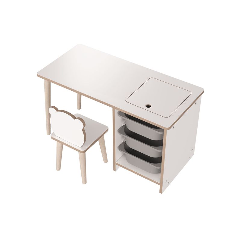 Casa si Gradina - Mobilier - Mobilier copii - Mobilier camera copiilor - Birou pentru copii, Hanah Home, pal melaminat, alb gri, 90x50x42 cm - Infinity.ro