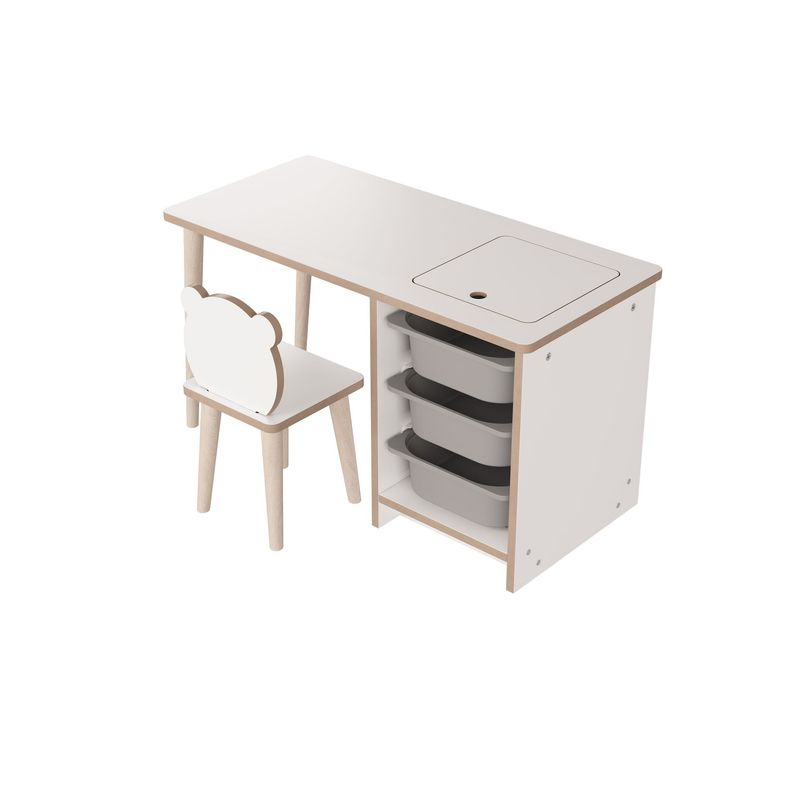 Casa si Gradina - Mobilier - Mobilier copii - Mobilier camera copiilor - Birou pentru copii, Hanah Home, pal melaminat, alb gri, 90x50x42 cm - Infinity.ro