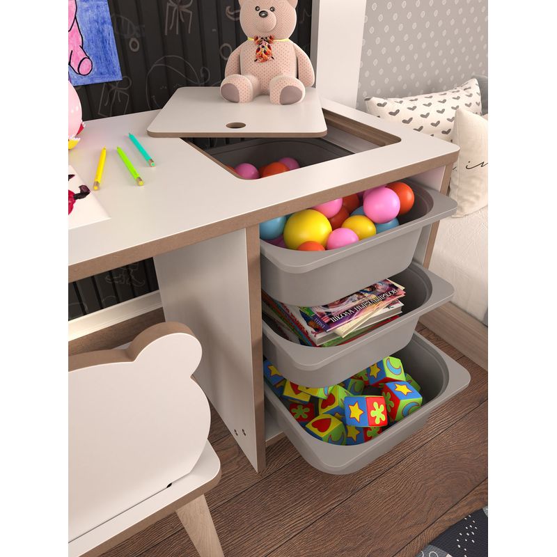 Casa si Gradina - Mobilier - Mobilier copii - Mobilier camera copiilor - Birou pentru copii, Hanah Home, pal melaminat, alb gri, 90x50x42 cm - Infinity.ro