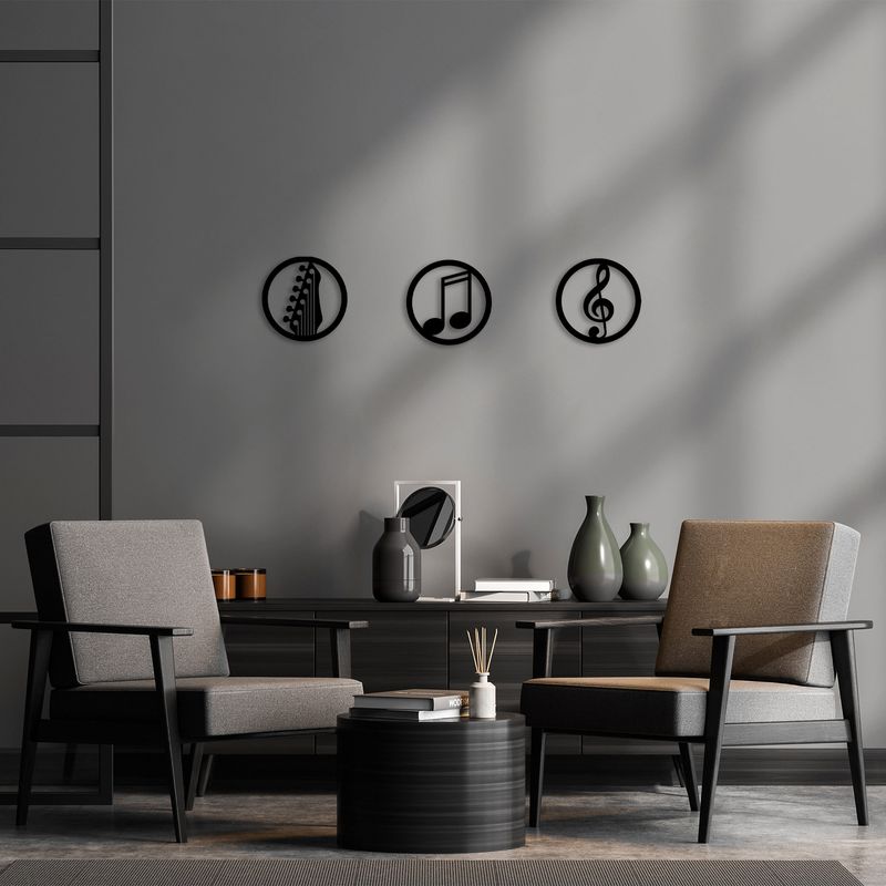 Casa si Gradina - Decoratiuni - Decoratiuni perete - Accesoriu decorativ de perete, Wallxpert, metal, negru, 25 cm, set 3 piese - Infinity.ro