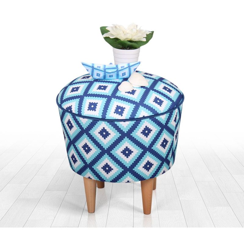 Casa si Gradina - Mobilier - Scaune si fotolii - Tabureti - Taburet, Atelier Del Sofa, 100% microfibra, albastru, alb, 42x42x42 cm - Infinity.ro