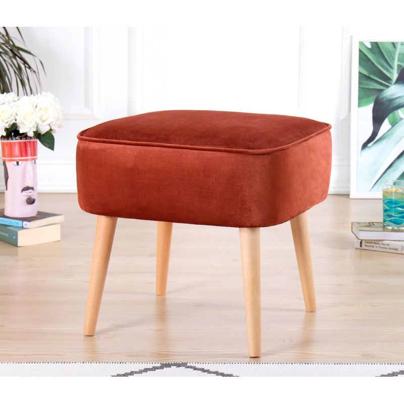 Casa si Gradina - Mobilier - Scaune si fotolii - Tabureti - Taburet, Atelier Del Sofa, catifea, rosu tigla, 45x45x43 cm - Infinity.ro