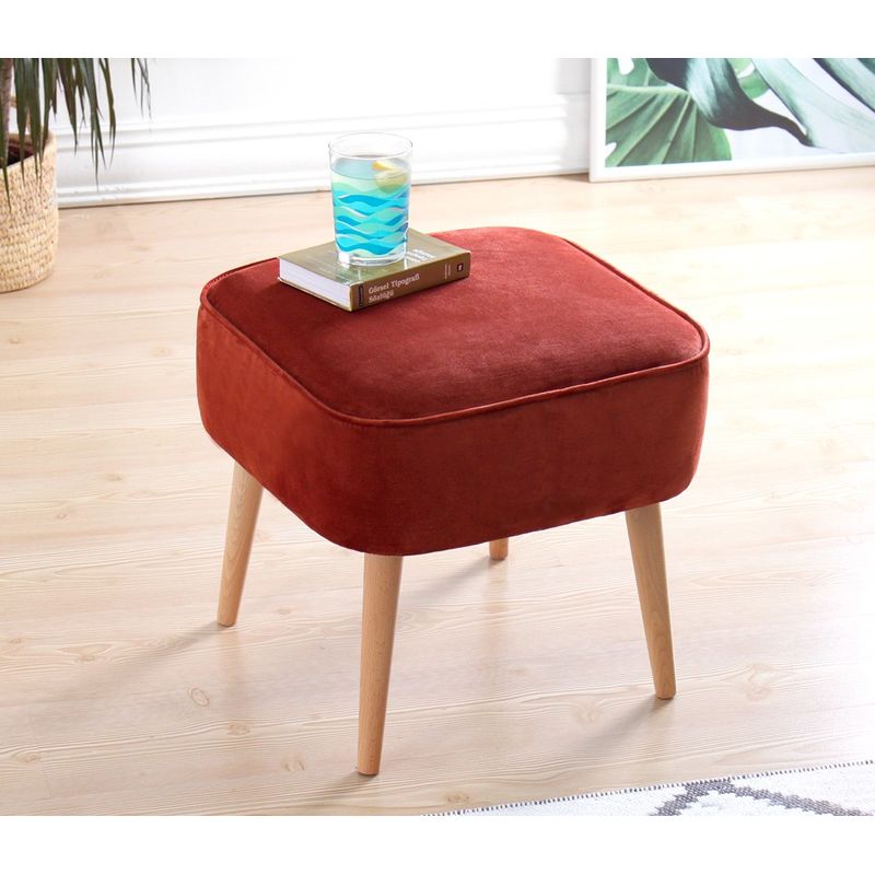 Casa si Gradina - Mobilier - Scaune si fotolii - Tabureti - Taburet, Atelier Del Sofa, catifea, rosu tigla, 45x45x43 cm - Infinity.ro