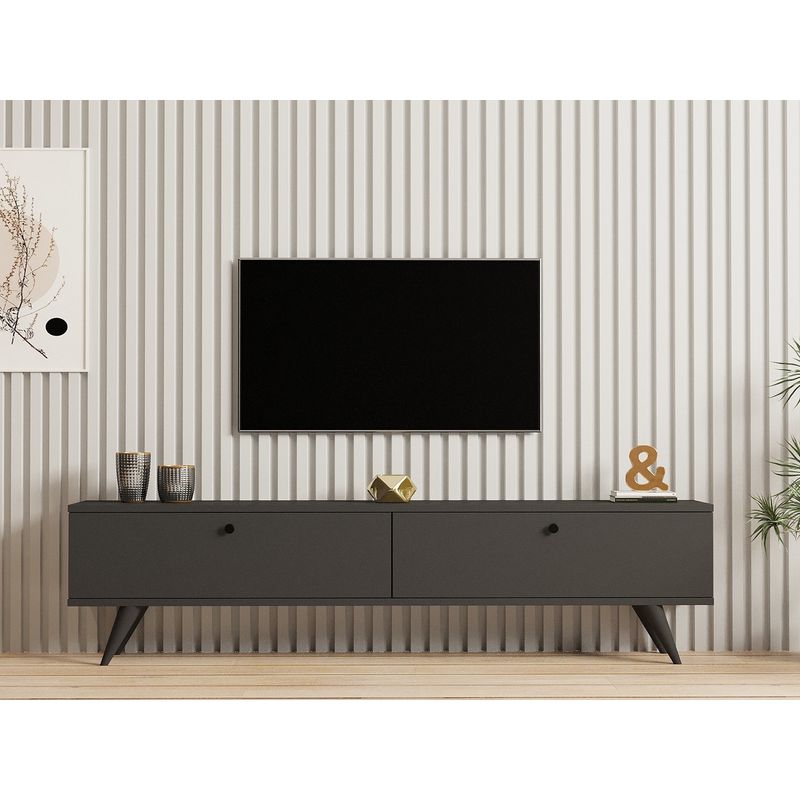 Casa si Gradina - Mobilier - Comode si corpuri - Comode - Comoda tv, Hanah Home, pal melaminat, antracit, 160x40x25 cm - Infinity.ro