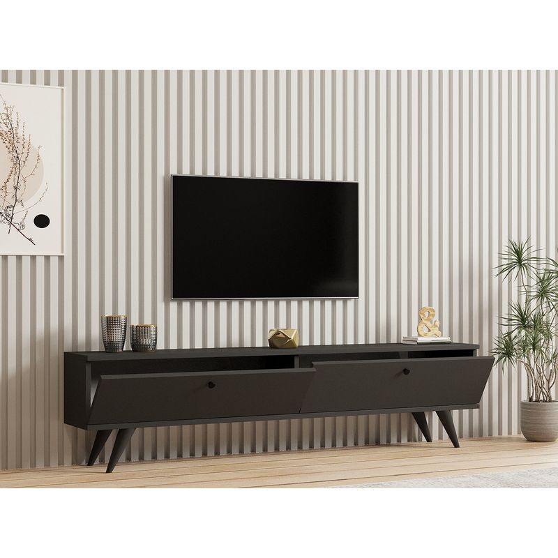 Casa si Gradina - Mobilier - Comode si corpuri - Comode - Comoda tv, Hanah Home, pal melaminat, antracit, 160x40x25 cm - Infinity.ro