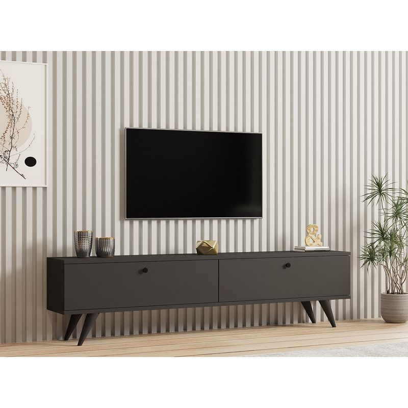 Casa si Gradina - Mobilier - Comode si corpuri - Comode - Comoda tv, Hanah Home, pal melaminat, antracit, 160x40x25 cm - Infinity.ro