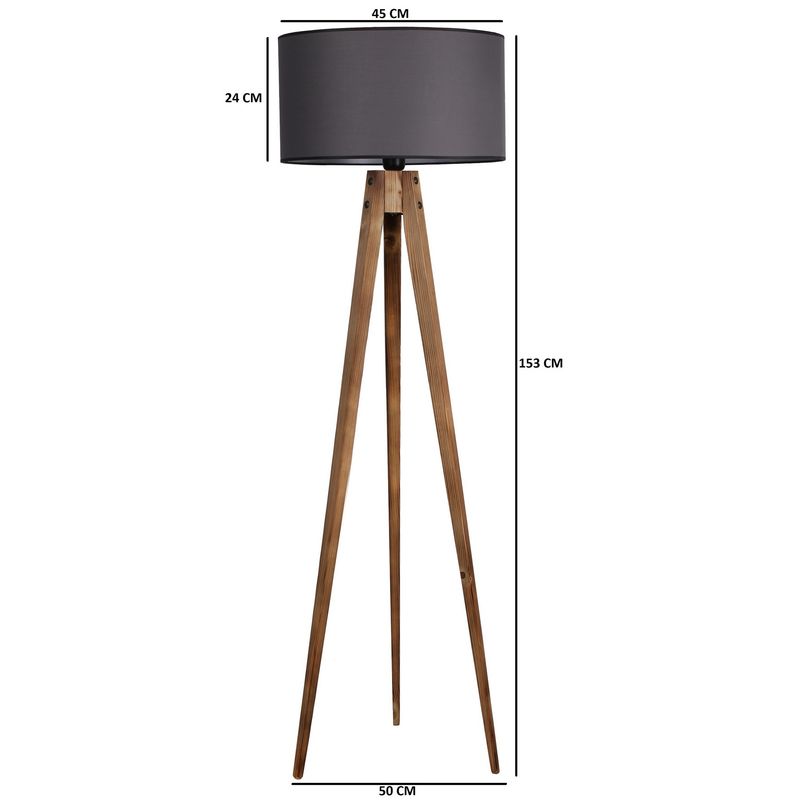 Casa si Gradina - Corpuri si surse de iluminat - Veioze si lampi - Lampadare - Lampadar, Opviq, lemn, maro si gri, 153 cm - Infinity.ro