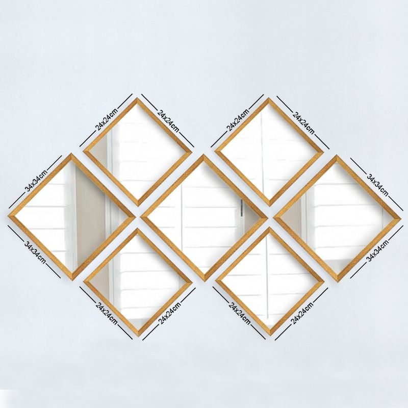Casa si Gradina - Decoratiuni - Oglinzi - Set oglinzi decorative, Wallxpert, sticla, rama plastic laminat, auriu si argintiu, 24x24 cm (3 bucati), 34x34 cm (3 bucati) - Infinity.ro