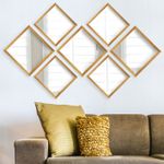 Casa si Gradina - Decoratiuni - Oglinzi - Set oglinzi decorative, Wallxpert, sticla, rama plastic laminat, auriu si argintiu, 24x24 cm (3 bucati), 34x34 cm (3 bucati) - Infinity.ro