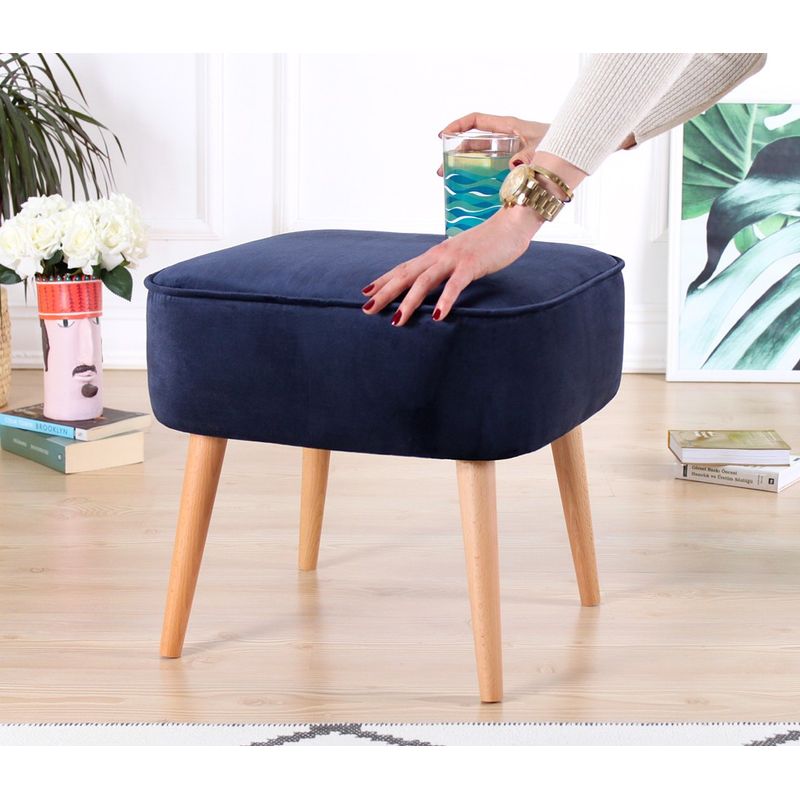 Casa si Gradina - Mobilier - Scaune si fotolii - Tabureti - Taburet, Atelier Del Sofa, catifea, albastru marin, 45x45x43 cm - Infinity.ro