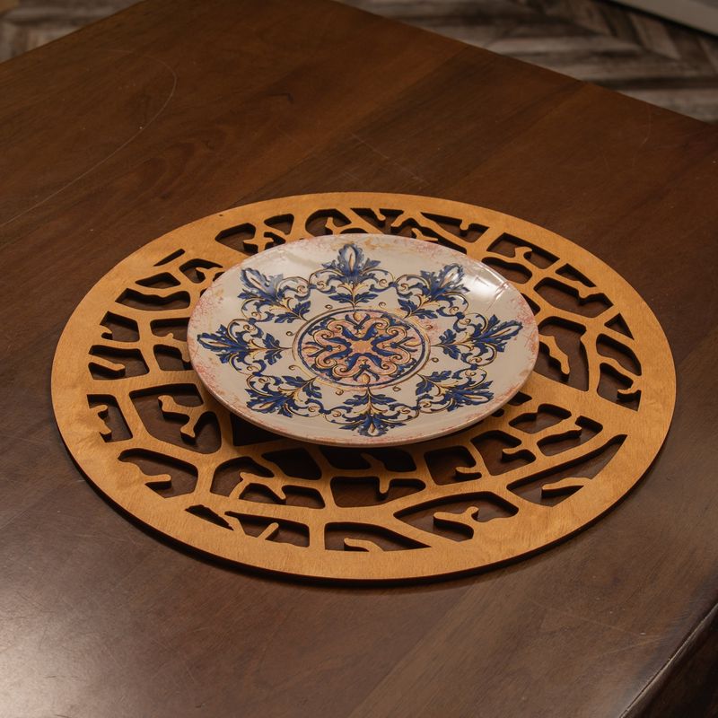 Casa si Gradina - Bucatarie si vesela - Organizare si depozitare bucatarie - Suporturi tacamuri si vase - Set suporturi de masa, Hermia, lemn, miere, 36x36 cm, 4 bucati - Infinity.ro