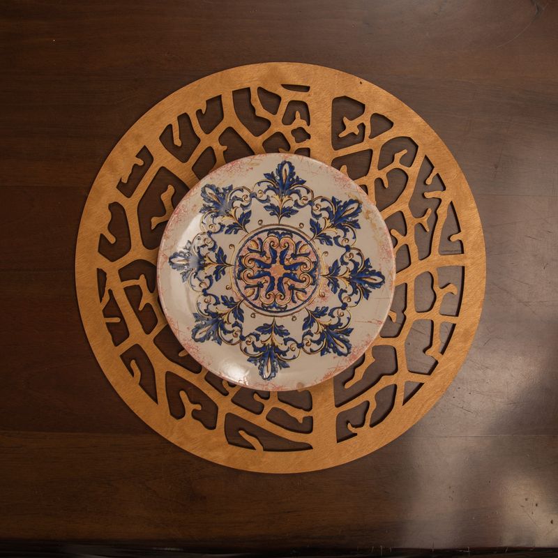 Casa si Gradina - Bucatarie si vesela - Organizare si depozitare bucatarie - Suporturi tacamuri si vase - Set suporturi de masa, Hermia, lemn, miere, 36x36 cm, 4 bucati - Infinity.ro