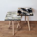 Casa si Gradina - Mobilier - Mese si birouri - Masute de cafea - Set masute de cafea, Hanah Home, mdf, gri crem negru alb, 35x35x47 cm - Infinity.ro