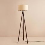 Casa si Gradina - Corpuri si surse de iluminat - Veioze si lampi - Lampadare - Lampadar, Opviq, material textil si lemn, crem maro, 140 cm - Infinity.ro
