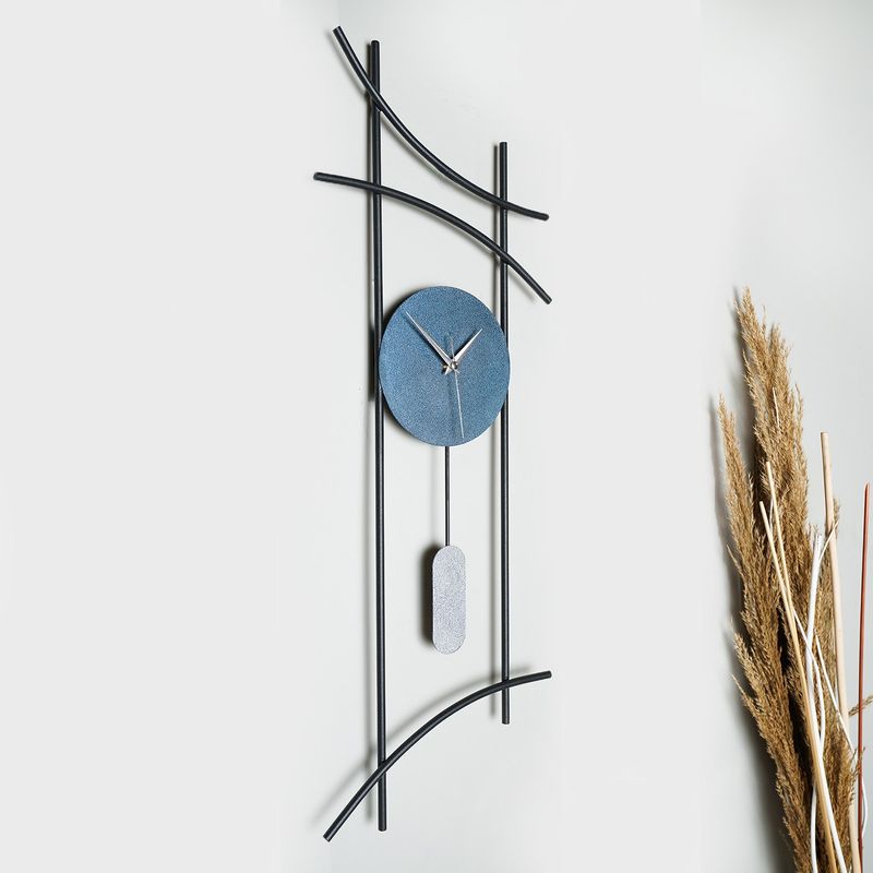 Casa si Gradina - Decoratiuni - Ceasuri - Ceas de perete decorativ, Wallxpert, metal, albastru gri, diametru 75 cm - Infinity.ro