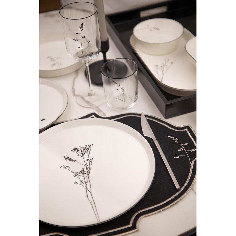 Casa si Gradina - Bucatarie si vesela - Vesela si tacamuri - Servicii de masa - Set de masa, Hermia, portelan, alb negru, 27 piese - Infinity.ro