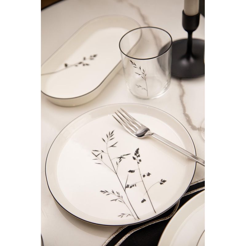 Casa si Gradina - Bucatarie si vesela - Vesela si tacamuri - Servicii de masa - Set de masa, Hermia, portelan, alb negru, 27 piese - Infinity.ro