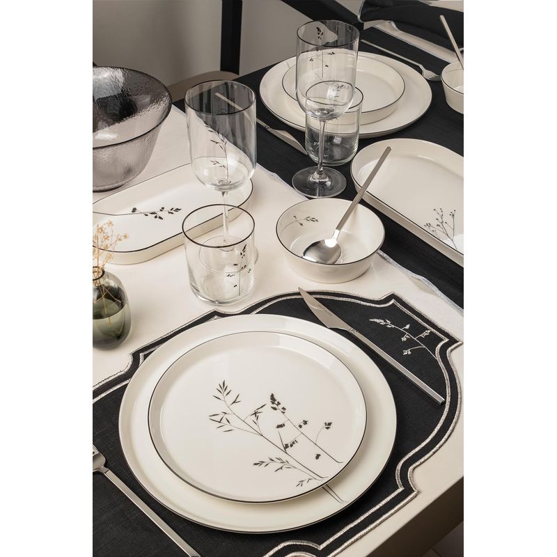 Casa si Gradina - Bucatarie si vesela - Vesela si tacamuri - Servicii de masa - Set de masa, Hermia, portelan, alb negru, 27 piese - Infinity.ro