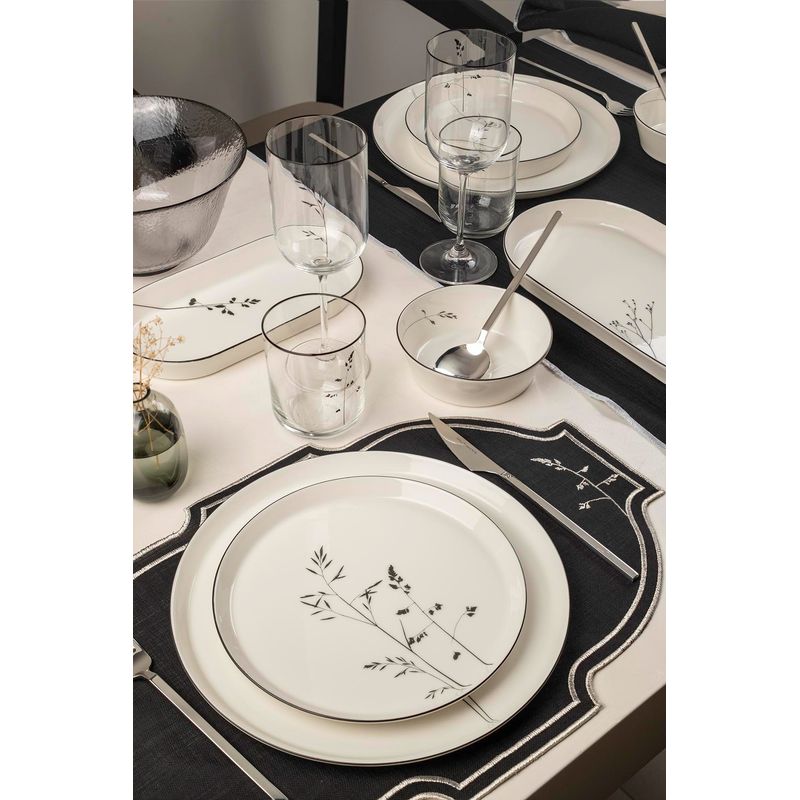 Casa si Gradina - Bucatarie si vesela - Vesela si tacamuri - Servicii de masa - Set de masa, Hermia, portelan, alb negru, 27 piese - Infinity.ro