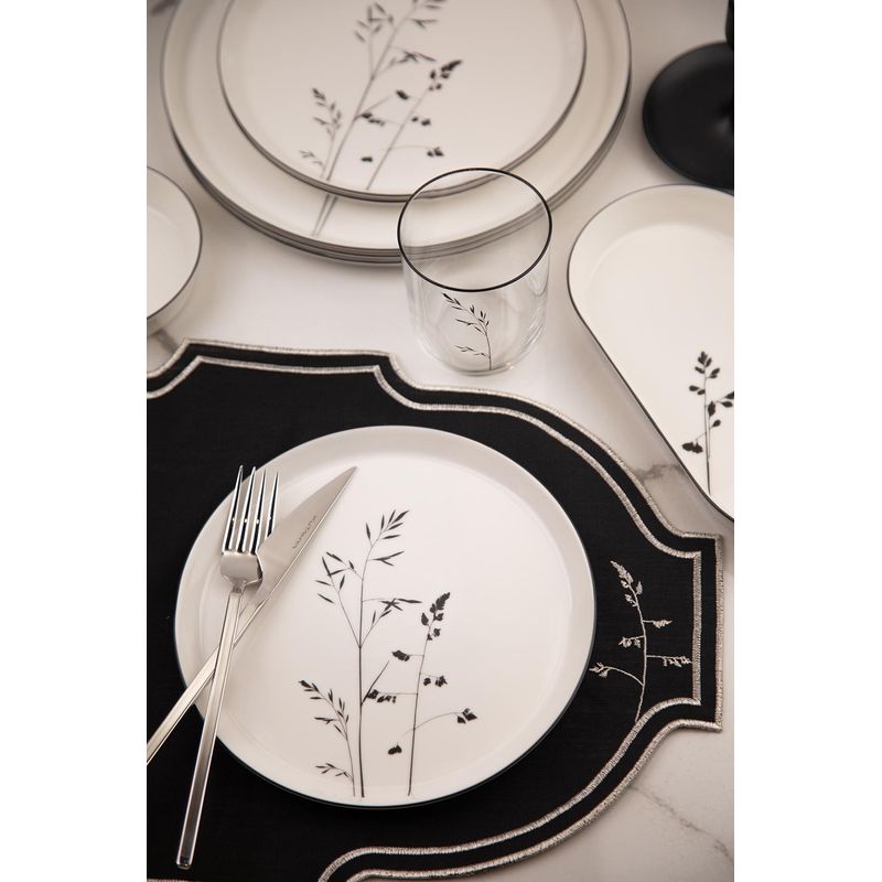 Casa si Gradina - Bucatarie si vesela - Vesela si tacamuri - Servicii de masa - Set de masa, Hermia, portelan, alb negru, 27 piese - Infinity.ro