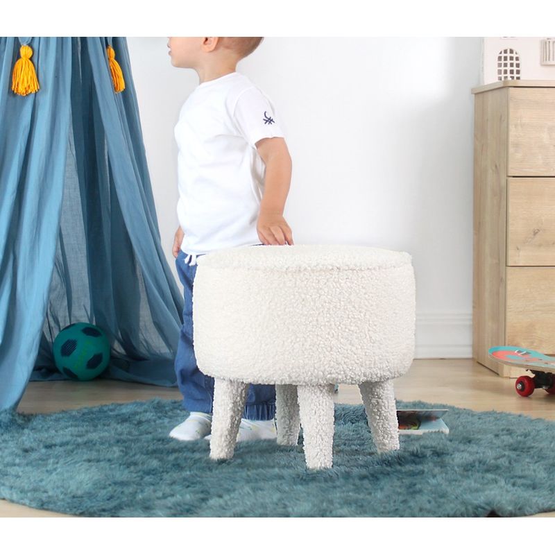 Casa si Gradina - Mobilier - Scaune si fotolii - Tabureti - Taburet, Atelier Del Sofa, blana artificiala, alb, diametru 38 cm, inaltime 37 cm - Infinity.ro
