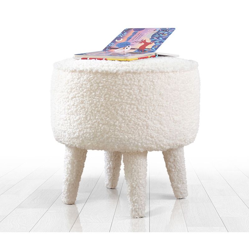 Casa si Gradina - Mobilier - Scaune si fotolii - Tabureti - Taburet, Atelier Del Sofa, blana artificiala, alb, diametru 38 cm, inaltime 37 cm - Infinity.ro