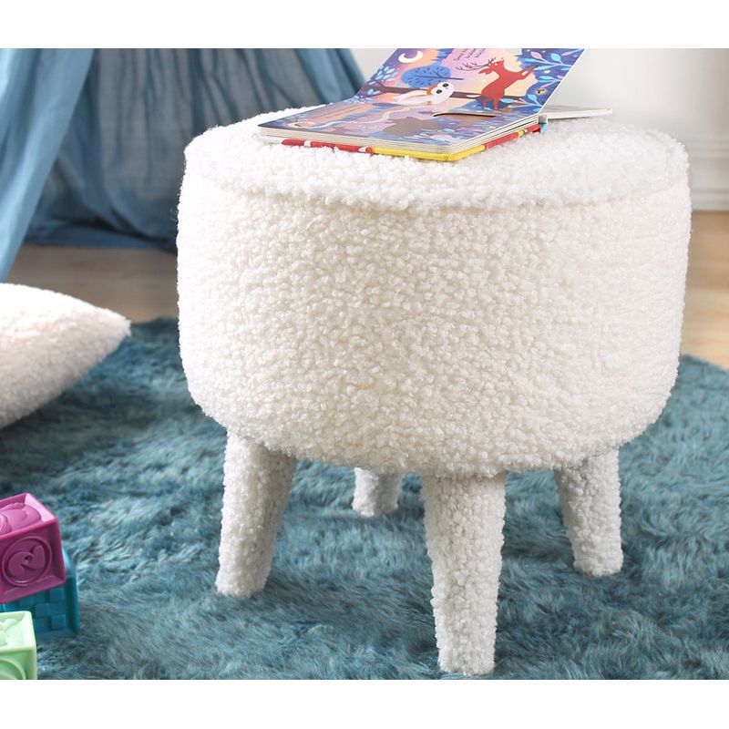 Casa si Gradina - Mobilier - Scaune si fotolii - Tabureti - Taburet, Atelier Del Sofa, blana artificiala, alb, diametru 38 cm, inaltime 37 cm - Infinity.ro