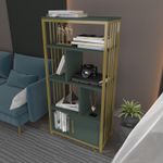Casa si Gradina - Mobilier - Biblioteci si rafturi - Biblioteci - Biblioteca, Hanah Home, pal melaminat, verde auriu, 60x29.6x120 cm - Infinity.ro