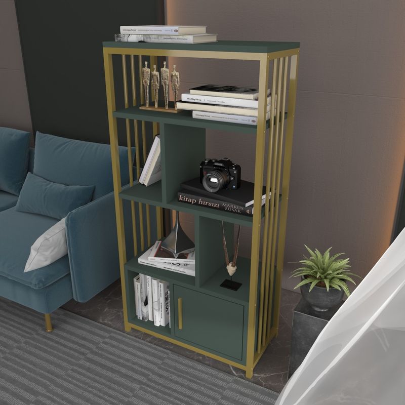 Casa si Gradina - Mobilier - Biblioteci si rafturi - Biblioteci - Biblioteca, Hanah Home, pal melaminat, verde auriu, 60x29.6x120 cm - Infinity.ro