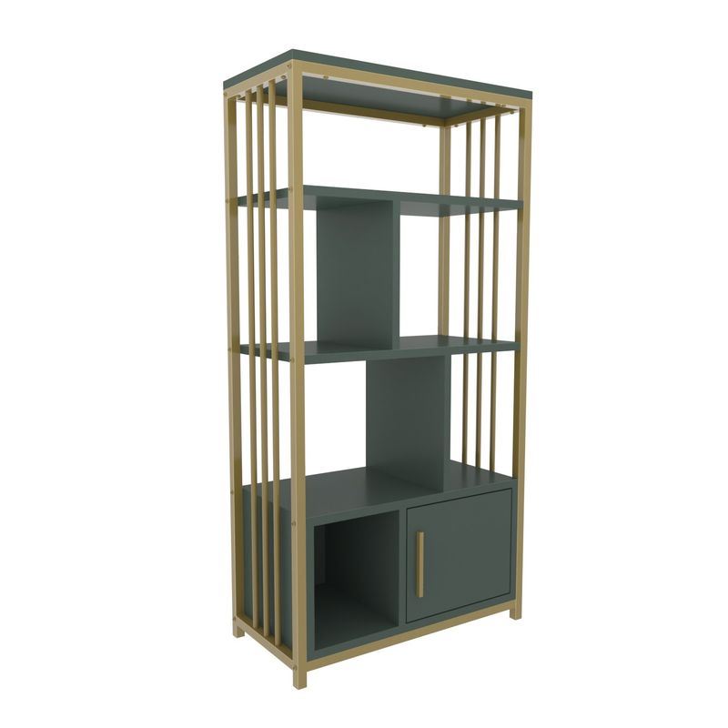 Casa si Gradina - Mobilier - Biblioteci si rafturi - Biblioteci - Biblioteca, Hanah Home, pal melaminat, verde auriu, 60x29.6x120 cm - Infinity.ro