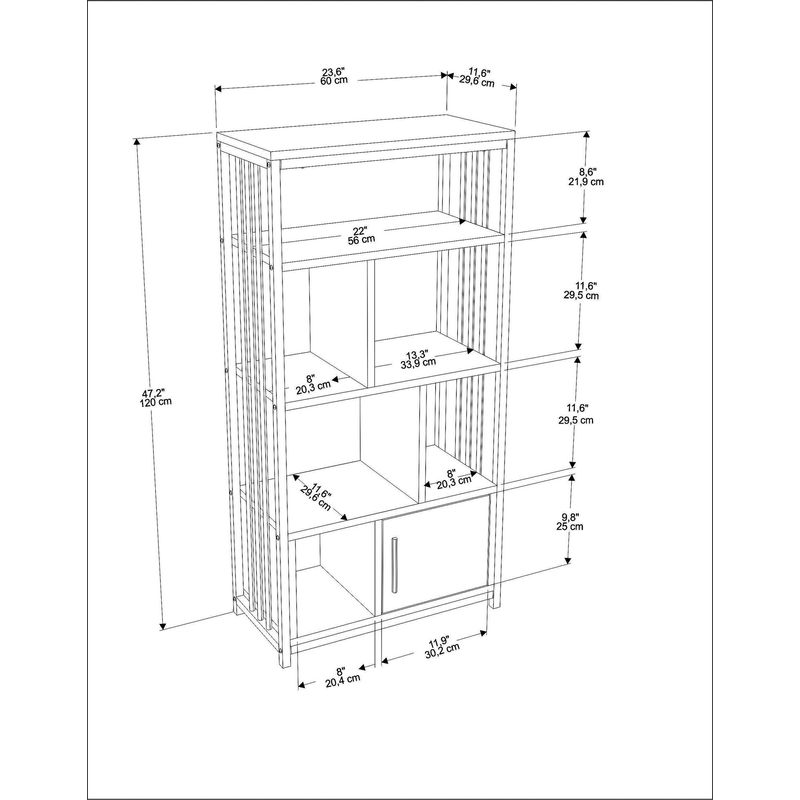 Casa si Gradina - Mobilier - Biblioteci si rafturi - Biblioteci - Biblioteca, Hanah Home, pal melaminat, verde auriu, 60x29.6x120 cm - Infinity.ro