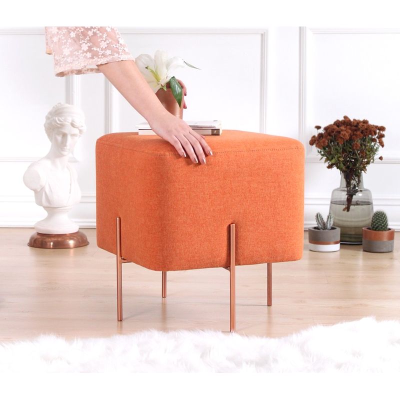 Casa si Gradina - Mobilier - Scaune si fotolii - Tabureti - Taburet, Atelier Del Sofa, bumbac si in, portocaliu, 40x40x42 cm - Infinity.ro