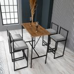 Casa si Gradina - Mobilier - Seturi de mobilier - Seturi mese si scaune - Set masa de bar si taburete, Atelier Del Sofa, melamina si metal, gri, nuc, negru, masa 90x45x92 cm, taburete 35x35x80 cm - Infinity.ro